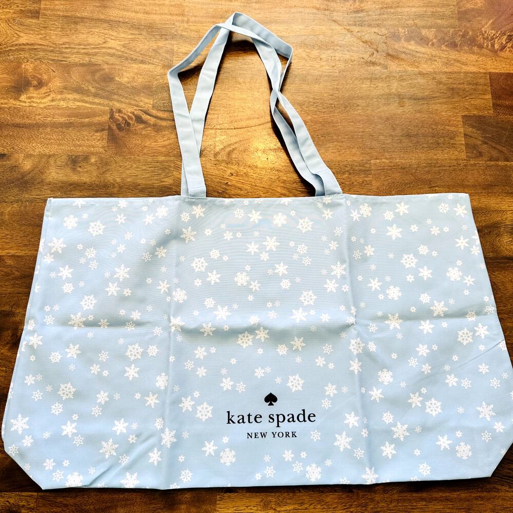 Kate Spade New York Tote Bag 26" Snowflakes Blue Useable Dual Shoulder Straps